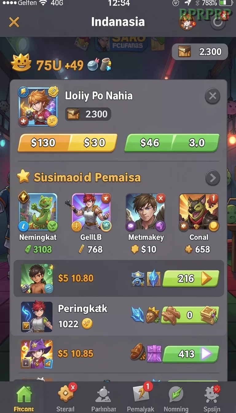 Cuplikan layar EVENTS — pengaturan akun