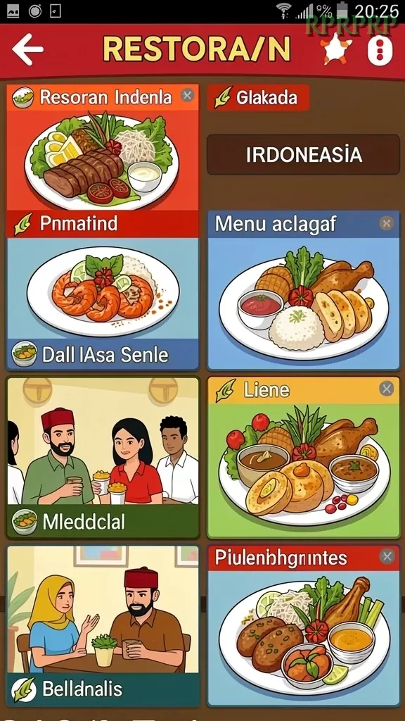 Cuplikan layar EVENTS — menu navigasi